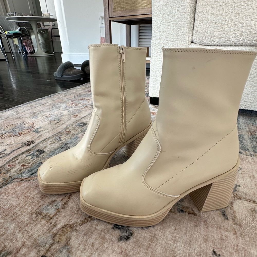 MIA Cream Ankle Boots for Women
